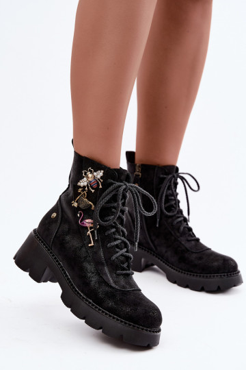 Pele Botins de trabalhoPrzypinkami Tem que serciejka 07656-01 cor preta 2