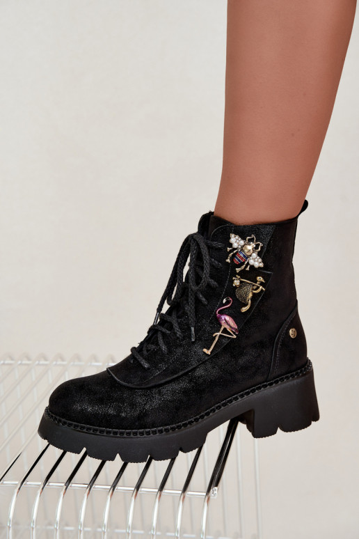 Botas de tornozelo de trabalho em couro sintético com fivelas pretas