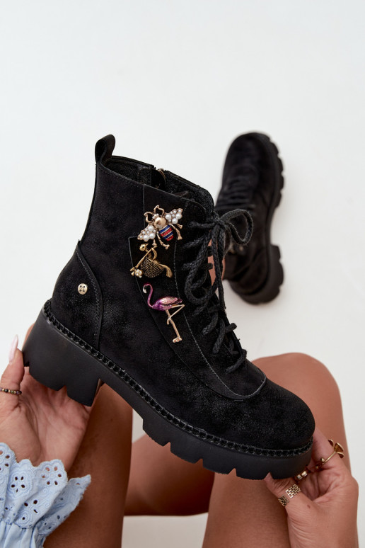 Botas de tornozelo de trabalho em couro sintético com fivelas pretas