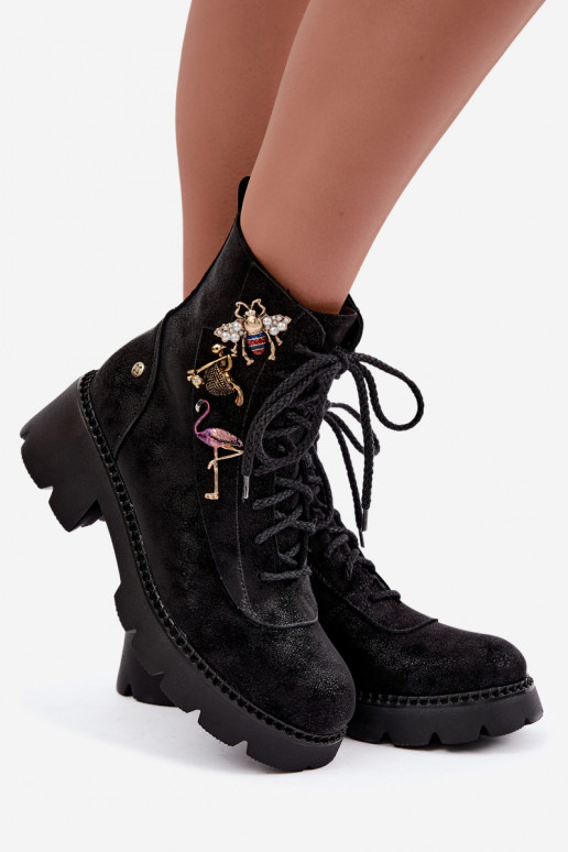 Botas de tornozelo de trabalho em couro sintético com fivelas pretas