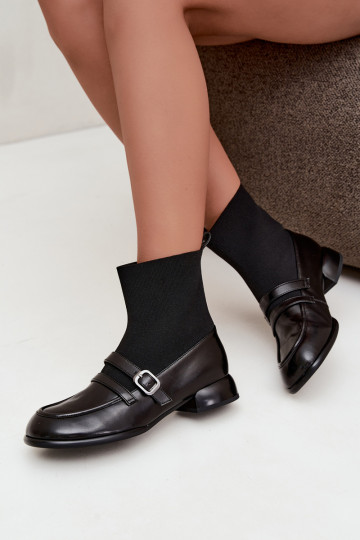 Botas Pele com palmilha tipo meia Tem que serciejka K7766-01 cor preta