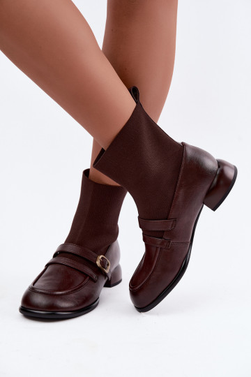 Botas Pele com palmilha tipo meia Tem que serciejka K7766-02 cor marrom