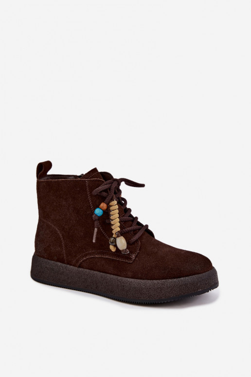 Botas isoladas em camurça sintética Artiker na cor chocolate