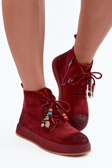 Pele Sapatos de camurça Feminino aquecimento Artiker 59C1131 Borgonha