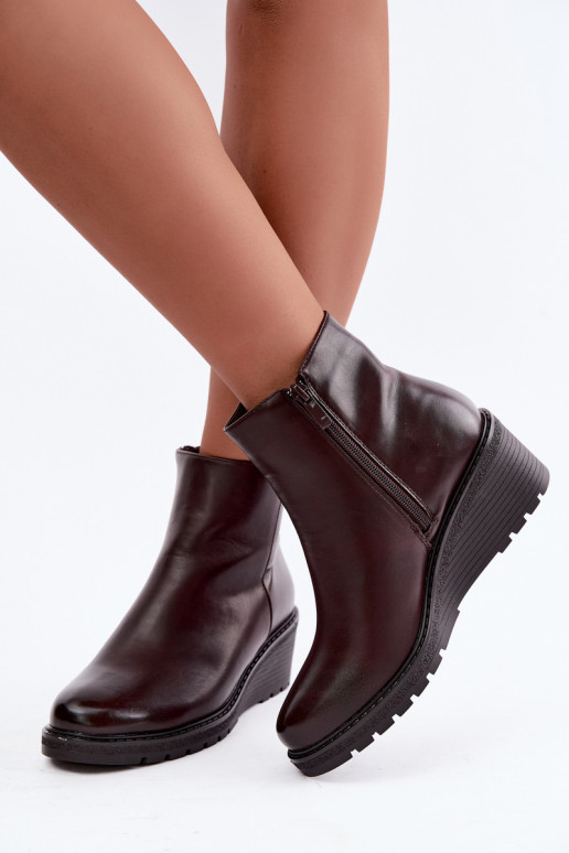 Botins bordô aquecidos com plataforma Larisae