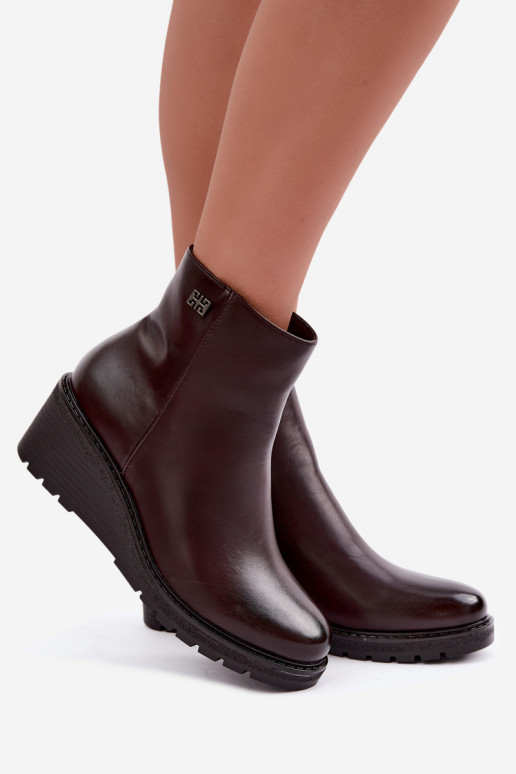 Botins bordô aquecidos com plataforma Larisae