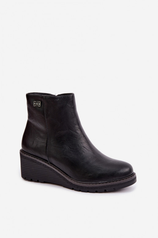 aquecimento Botas com uma plataforma Casal o castelo cor preta Larisae