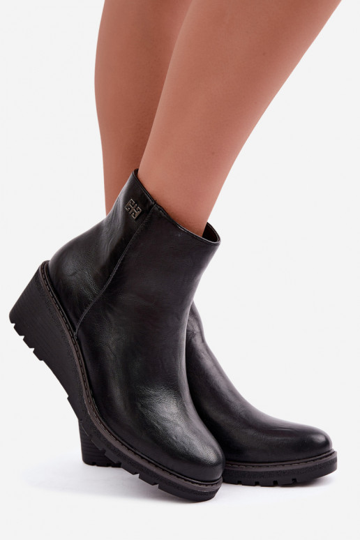 aquecimento Botas com uma plataforma Casal o castelo cor preta Larisae