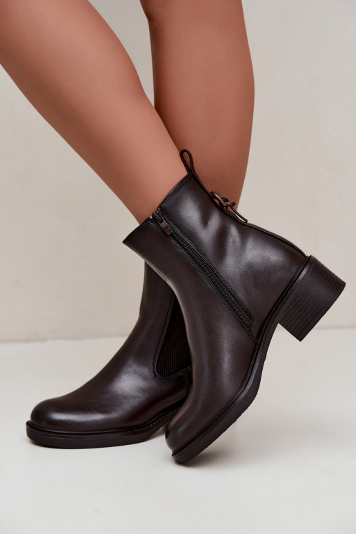 Botas femininas aquecimento De salto baixo Sergio Leone BT-04 CzekoladoParae
