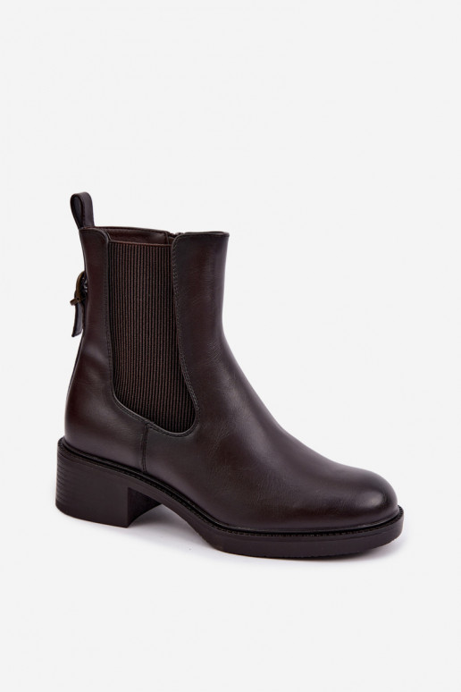 Botins femininos aquecidos com salto baixo Sergio Leone BT-04 chocolate