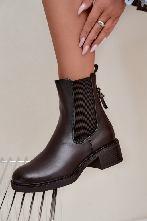 Botas femininas aquecimento De salto baixo Sergio Leone BT-04 CzekoladoParae