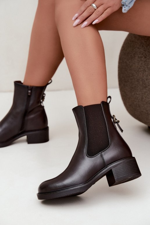 Botas femininas aquecimento De salto baixo Sergio Leone BT-04 CzekoladoParae