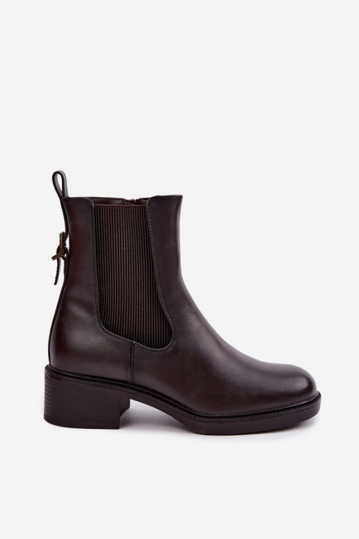 Botas femininas aquecimento De salto baixo Sergio Leone BT-04 CzekoladoParae