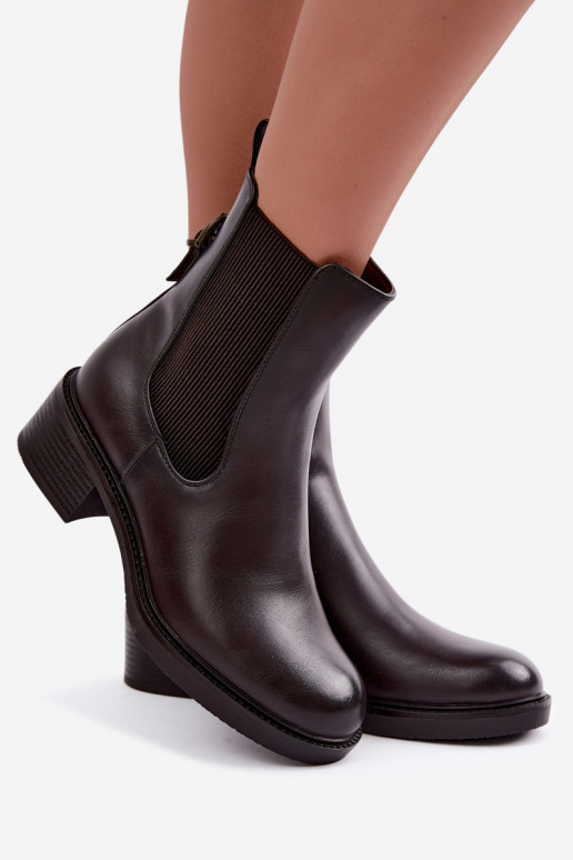 Botas femininas aquecimento De salto baixo Sergio Leone BT-04 CzekoladoParae