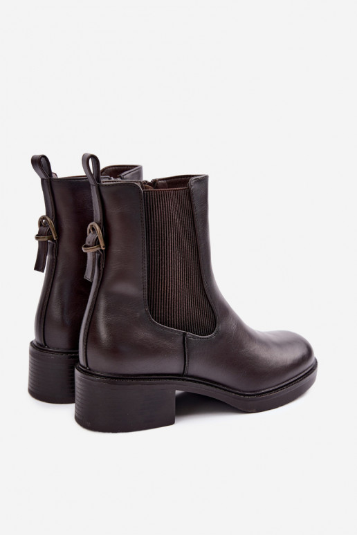 Botas femininas aquecimento De salto baixo Sergio Leone BT-04 CzekoladoParae