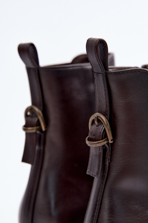 Botas femininas aquecimento De salto baixo Sergio Leone BT-04 CzekoladoParae