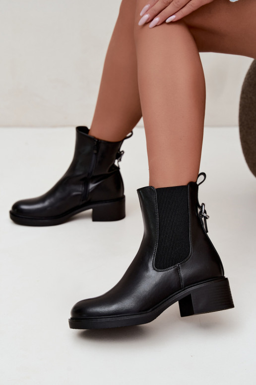 Botas femininas aquecimento De salto baixo Sergio Leone BT-04 cor preta
