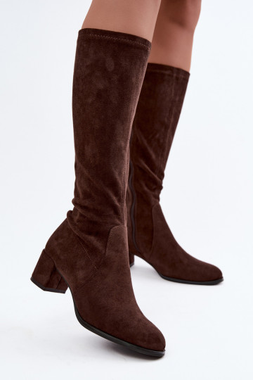 Botas altas clássicas de camurça sintética Sergio Leone KZ205 chocolate