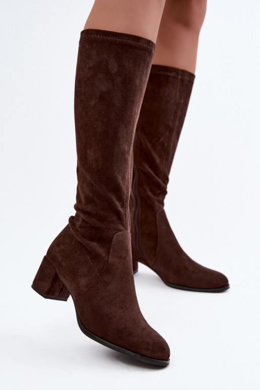 Botas altas clássicas de camurça sintética Sergio Leone KZ205 chocolate