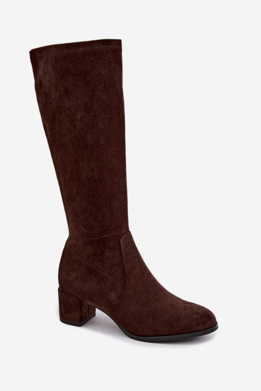 Botas altas clássicas de camurça sintética Sergio Leone KZ205 chocolate