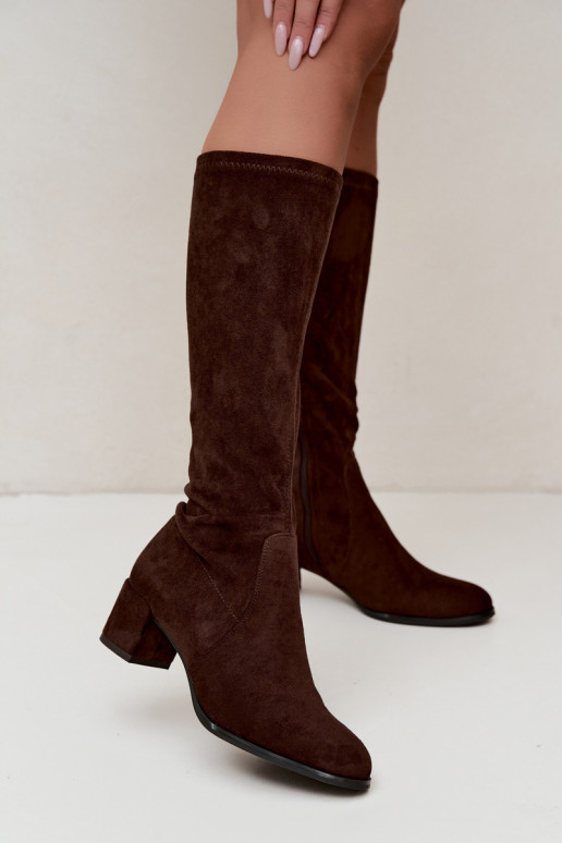Botas altas clássicas de camurça sintética Sergio Leone KZ205 chocolate