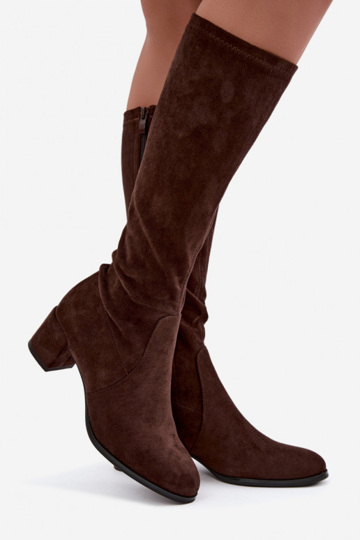 Botas altas clássicas de camurça sintética Sergio Leone KZ205 chocolate