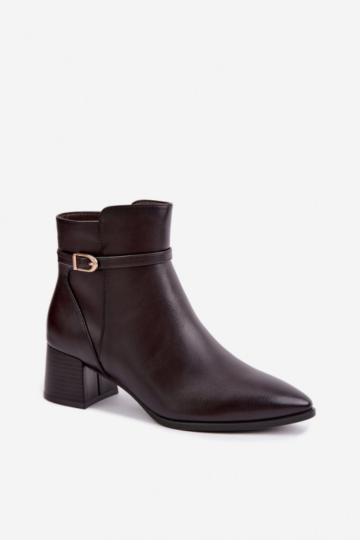 Botas femininas com salto aquecimento com fivelas Sergio Leone BT-33 CzekoladoParae