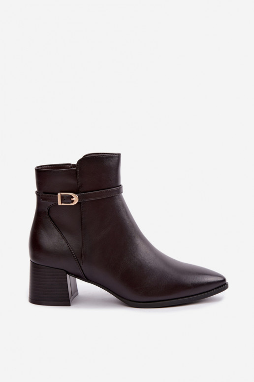 Botas femininas com salto aquecimento com fivelas Sergio Leone BT-33 CzekoladoParae