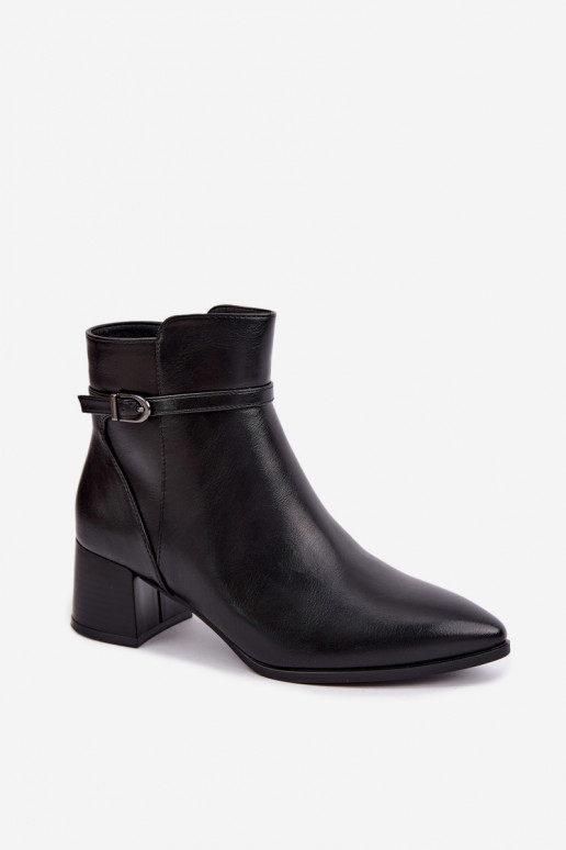 Botas femininas com salto aquecimento com fivelas Sergio Leone BT-33 cor preta