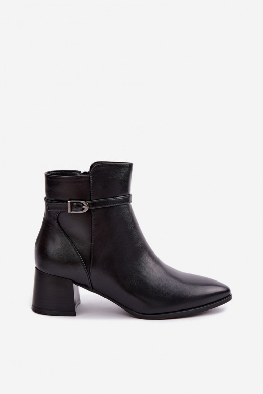 Botins femininos aquecidos pretos com saltos e fivelas Sergio Leone BT-33