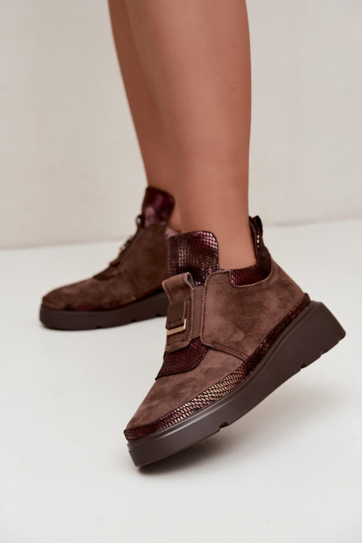 Botas de camurça marrons com plataforma T.Sokolski KEN-J26-419