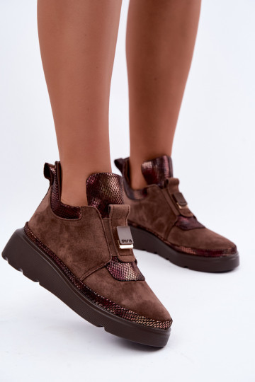 Botas de camurça marrons com plataforma T.Sokolski KEN-J26-419 2