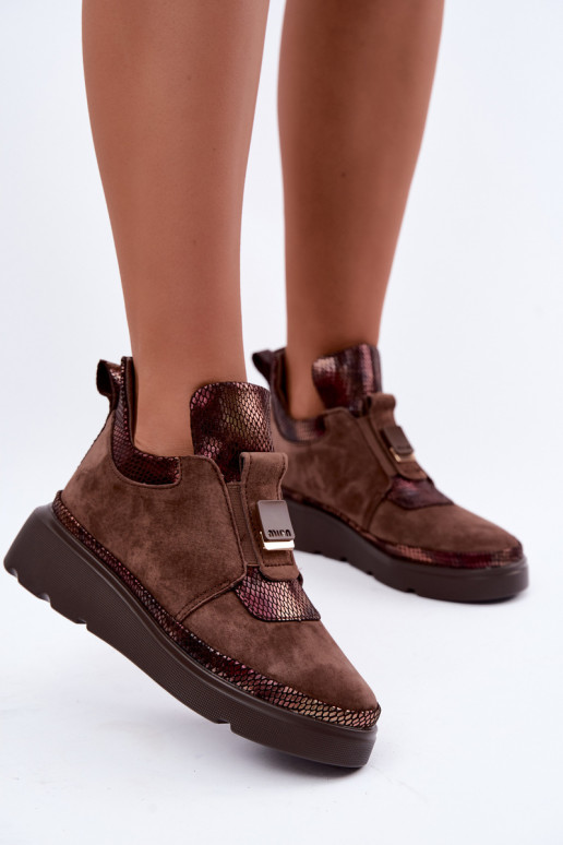 Botas de camurça marrons com plataforma T.Sokolski KEN-J26-419