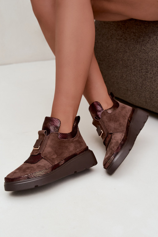 Botas de camurça marrons com plataforma T.Sokolski KEN-J26-419