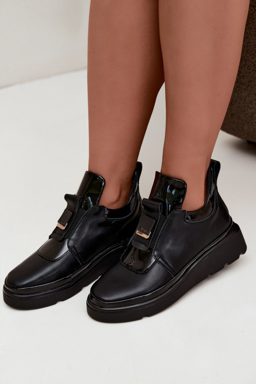 Botas de couro pretas com plataforma T.Sokolski KEN-J26-419