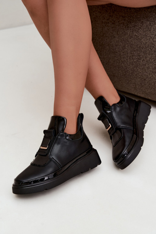 Botas de couro pretas com plataforma T.Sokolski KEN-J26-419