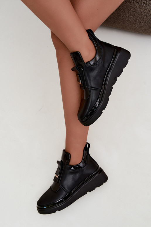 Botas de couro pretas com plataforma T.Sokolski KEN-J26-419