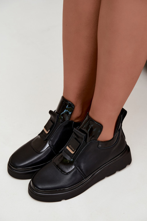 Botas de couro pretas com plataforma T.Sokolski KEN-J26-419