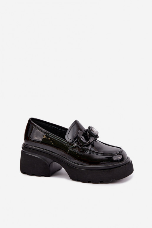 Botas de couro pretas com efeito laqueado e ornamentos Artiker 55C1069
