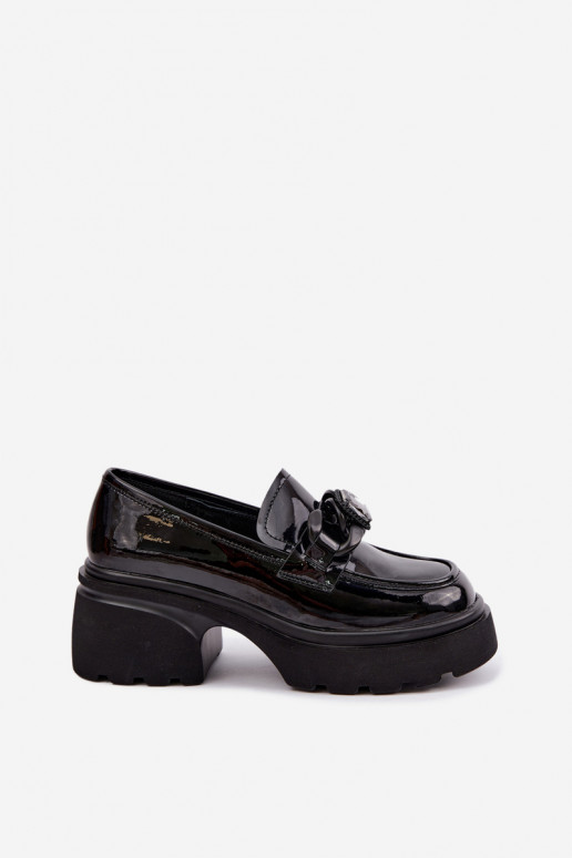 Botas de couro pretas com efeito laqueado e ornamentos Artiker 55C1069