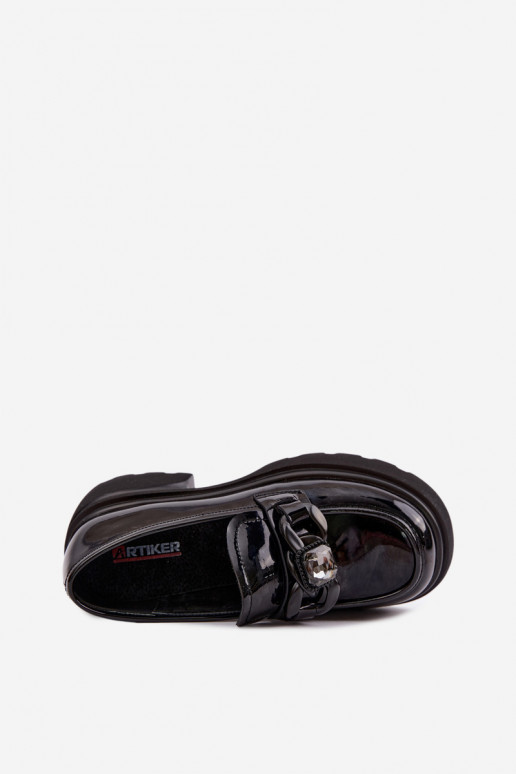 Botas de couro pretas com efeito laqueado e ornamentos Artiker 55C1069