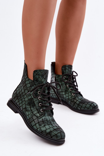 Pele Botas femininas aquecimento com salto largo Artiker 55C1325 cor verde