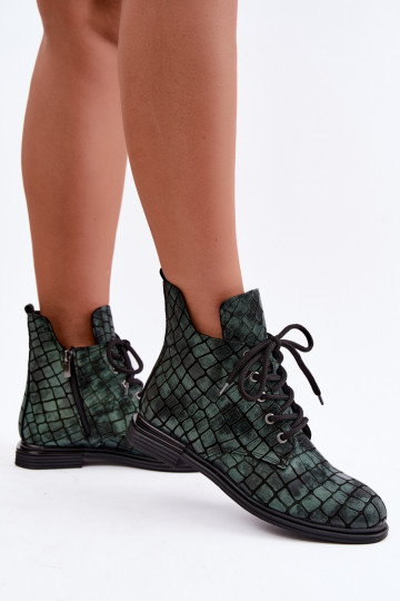Pele Botas femininas aquecimento com salto largo Artiker 55C1325 cor verde 2