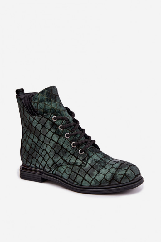 Botins de couro verdes aquecidos com saltos largos Artiker 55C1325