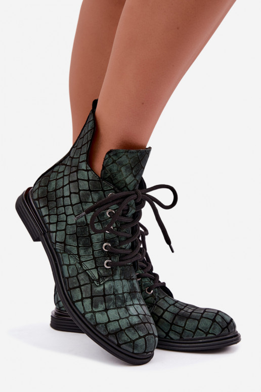 Botins de couro verdes aquecidos com saltos largos Artiker 55C1325