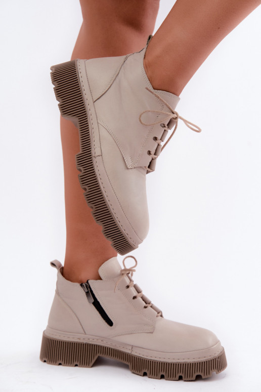 Botins de couro cinzas aquecidos com plataforma Artiker 57C2033