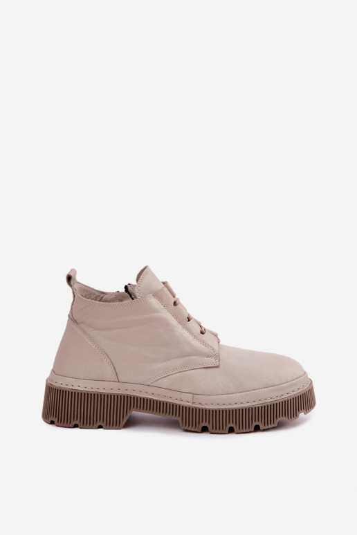 Botins de couro cinzas aquecidos com plataforma Artiker 57C2033