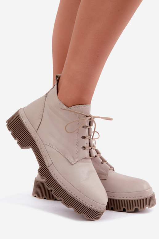 Botins de couro cinzas aquecidos com plataforma Artiker 57C2033