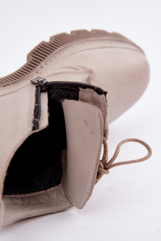 Botins de couro cinzas aquecidos com plataforma Artiker 57C2033
