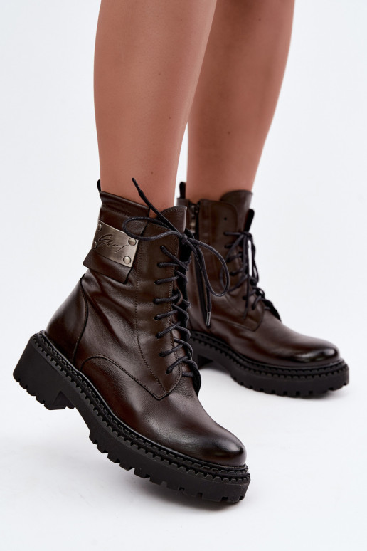 Botins femininos quentes com detalhes decorativos Zazoo 60574 na cor chocolate